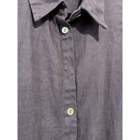 Amazhiyu Dress Small Purple Linen Button Down Midi Collar Sleeveless Pocket Boho - Picture 7 of 16